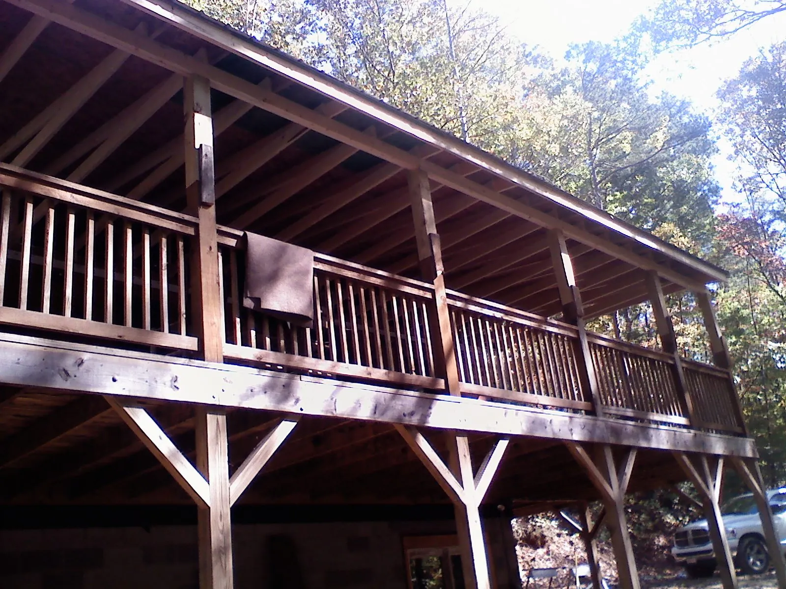 Timber framing under a new elevated porch and deck — Roof Leak Repair in Stoutsville by Roofing Brothers